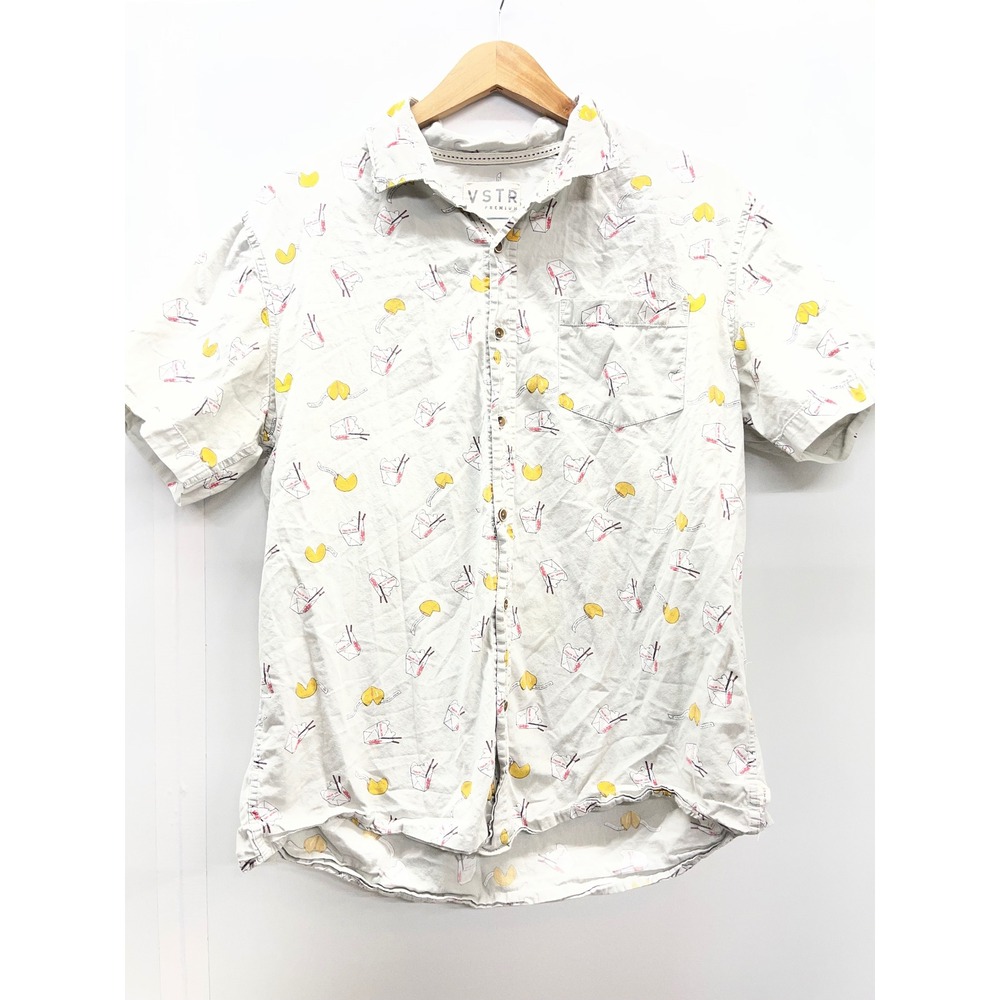 VSTR Premium Mens Large Short Sleeve Button Down Chinese Takeout Fortune Cookie
